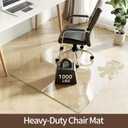 Koonmi Tempered Glass Chair Mat 46"x46" - Premium Office Chair Mat for Hardwood Floors & Low-Pile Carpet with 4 Non-Slip Pads - Thick Scratch-Resistant Surface