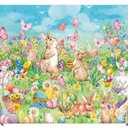 Hello Spring Easter Backdrop Spring Rabbits Eggs Happy Easter Day Party Decoration Photo Prop Booth Indoor Outdoor(86FT)
