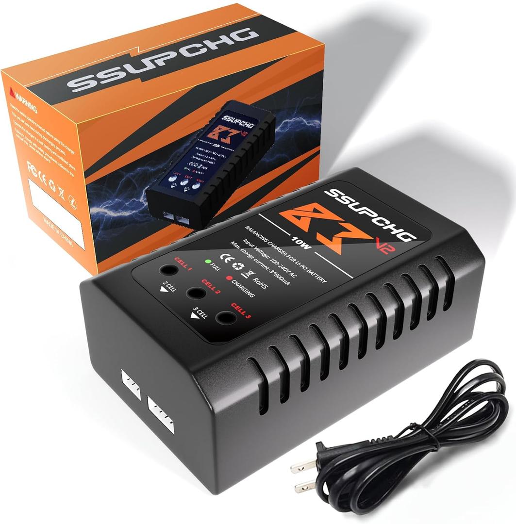 Battery Charger for 2S 3S LiPo Battery, Balance Charger for XHR Plug Battery, Lipo Chargers for RC Toy & Model, RC Battery Chargers with Smart Chip