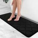 OLANLY Memory Foam Bath Mat Rug 47x17, Ultra Soft and Absorbent Bathroom Rugs, Non-Slip, Comfortable, Machine Washable Bath Carpet for Bathroom Floor, Tub, Shower and Home Decor Accessories, Black