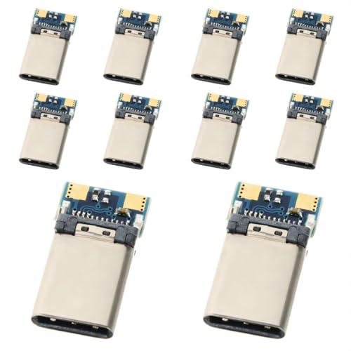 chenyang 10 Pack USB C DIY Connector USB 3.1 Type C 24Pin Male Plug Port Repair Replacement Solder Adapter with PCB Board