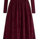 dowerme Women Fall Dresses 2025 Casual Long Sleeve Crewneck A-Line Boho Eyelet Cotton Maxi Wedding Guest Dress Pockets, Size Medium