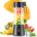 Portable Blender for Smoothies & Shakes - Personal Blender with 12Oz Traveling Cup, BAP Free, 6 Stainless Steel Blades, Freshly Squeezed for Office/Picnic/Sports (Black)