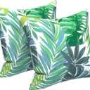 LVTXIII 2 Pack Outdoor Pillow Covers ONLY 18x18 Inch, Water-Repellent Square Decorative Cushion Covers for Patio Furniture, Garden, Sofa, Islamorada Blue Green