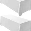 Surmente 2 Pack White Rectangle Tablecloth 90 x 132-inch Rectangular Polyester Table Cloth for Weddings, Banquets, or Restaurants
