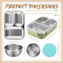 3 Pack Stainless Steel Lunch Boxes 25 oz 3 Compartment Metal Bento Box with 3 Pcs Condiment Containers and Leakproof Lids for Office Outdoor and Gym, Dishwasher Safe