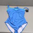 Aidonger One Piece Swimsuit Tummy Control Color Block Bathing Suits for Women Ruched Slimming Swim Suit Tie Back L