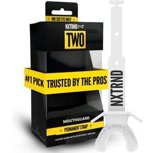 Nxtrnd Two Football Mouth Guard, Football Mouthpiece with Strap, Fits Adult & Youth (White)