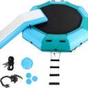 Inflatable Water Trampoline, 10FT/15FT Recreational Water Bouncer w/Electric Inflator, Rope Ladder, Mooring Ropes, Anchor, Adults Youth Bounce Swim Platform for Lakes, Pools