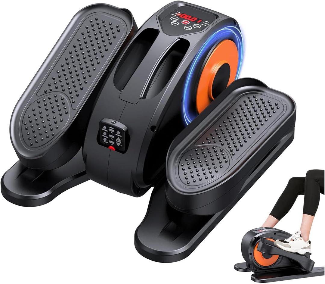 Under Desk Elliptical Machine, 2-in-1 Electric Leg Exerciser for Seniors, Quiet & Compact Pedal Exerciser with Remote, 12 Speed Elliptical Exercise Machine for Home Office (Orange)