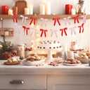 2pcs Pink & Red Bow Garland Banner, Bow Satin Ribbon Decorations for Christmas Valentine Holiday Birthday and Bridal Shower Party Decor (Red & Pink)