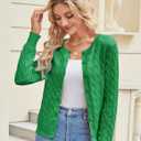 GRACE KARIN Womens Long Sleeve Button Up Cable Knit Cardigan Lightweight 2026 Crewneck Button Down Sweaters for Women (M)