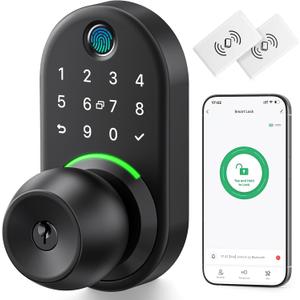 Keypad Smart Door Knob Lock, Yamiry Fingerprint Keyless Entry Handle Lock
Electronic Knob for Front Door, Digital Codes, Easy Installation, Passage Mode, Auto Lock, Works with Existing Deadbolt