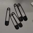 Juexica 5 Pcs Large Safety Pins 5 Inch Jumbo Stainless Steel Safety Pins Heavy Duty Huge for Strong Laundry Upholstery Sewing Quilting Key Rings Craft Outdoor (Black)