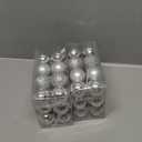 Emopeak 24Pcs Christmas Balls Ornaments for Xmas Christmas Tree - 4 Style Shatterproof Christmas Tree Decorations Hanging Ball for Holiday Wedding Party Decoration (Silver, 1.6"/4.2CM), 2 Pack