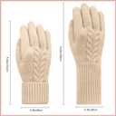 Winter Gloves Women Warm Thin Fleece Thermal Knit Elastic Touch Screen Gloves for Cold Weather Gifts Folding Cuffs (Beige) (Beige)