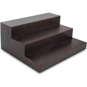 3 Tiered Walnut Wood Liquor Bottle Shelf, Back Bar Riser Display 15x12x6 inch