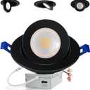 Adetu Recessed Lighting 6 inch, 360+90 Adjustable Directional 6 inch 5CCT Gimbal Black Led Recessed Light, 2700K-5000K Dimmable Retrofit Eyeball Can Recessed Lights with Jbox, ET (Black,1 Pack)