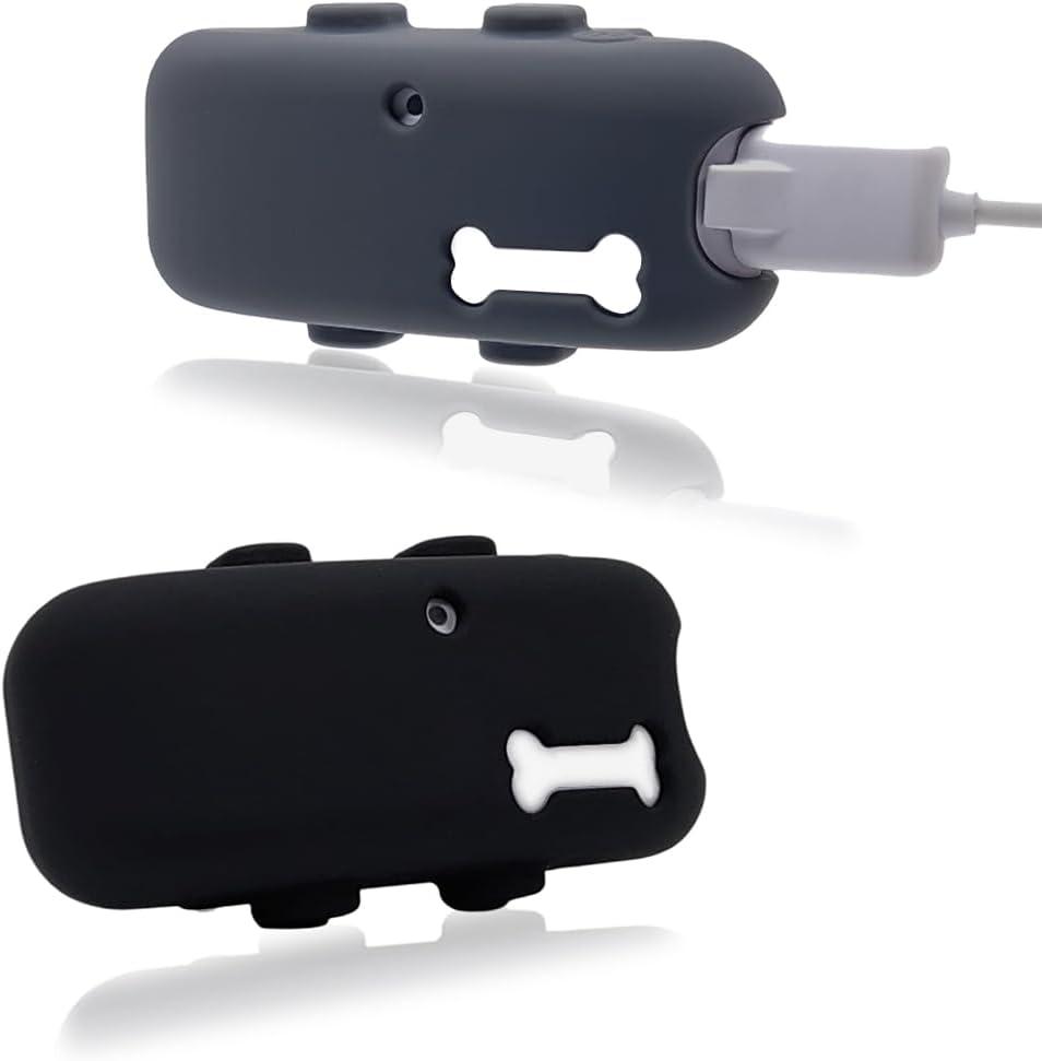 2 Pack Silicone Holder Compatible for Tractive GPS Pet Tracker,Rubber Accessories Cover for Necklace,Secure Sturdy tag case for Dog cat Collar (black)