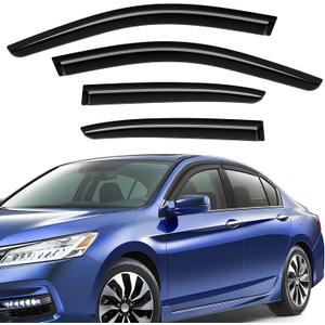 Tape-On Rain Guards Compatible with Honda Accord 2008-2017 Black Extra Durable Shatterproof Side Window Deflectors, Window Visors, Wind Deflectors - 4 PCS