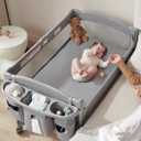 AirClub 4 in 1 Baby Bassinet Bedside Sleeper, 4 Functions Crib, Playard, Portable Changing Table, Bassinet for Newborn Baby, Bedsaide Bed w/Wheels&Brakes (Light Gray)