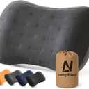 Inflatable Camping Pillow - Ultralight Compact Air Pillow for Travel, Backpacking & Hiking - Ergonomic Neck & Lumbar Support - Portable Inflatable Pillow with Removable Washable Cover - (Grey)