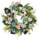 20-Inch Eucalyptus Wreath for Front Door, Wedding, Home Porch, Farmhouse, Patio, Garden - All Seasons Decor (01-summer Wreath)