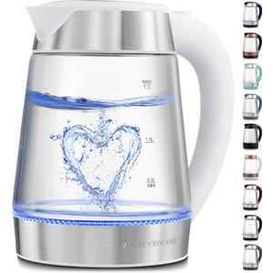 Zulay Kitchen Fast Boiling Electric Water Kettle - 1.7L, 1500W, Auto Shut-Off for Overboil & Boil Dry Protection, Cool-Touch Handle, 360 Base - Rapid Teapot Boiler For Coffee & Tea - White