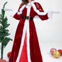 nezababycos Mrs Claus Costume Women Santa Claus Dress Christmas Suit with Red Hooded Cape Hat Outfits for Party Cosplay (Red, L)