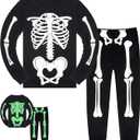HONGTEYA Kids Clothes for Boys Girls Cotton Toddler Clothes Outfit Size 3-7T (6 Years, Halloween Skeleton)