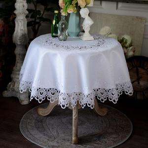 ARTABLE Lace Small Table Cloth Fall Christmas Macrame Tablecloth Table Topper for Thanksgiving Outdoor Farmhouse Rustic Kitchen Party Birthday Picnic (White, 47 Inch Round) (47" (Round))
