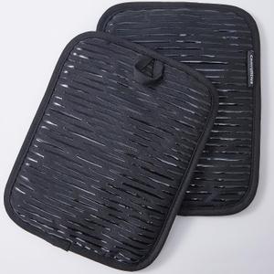 2 Pack Pot Holders for Kitchen, 7 x 9 Inch Cotton and Non-Slip Silicone Potholders Heat Resistant, Oven Cooking Hot Pads Pan Holder (Black)