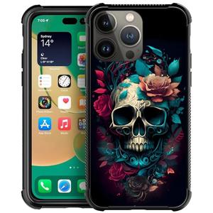 DAIZAG Compatible with iPhone 13 Pro Max Case,Skull with Flowers Anti-Slip Shock Absorbing Soft TPU Protective Cover with Bumper