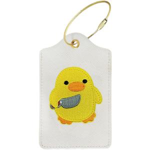 Luggage Tag for Suitcase, Embroidered Letter Unique Leather Bag Tags Identifiers Privacy Cover ID Label for Women Men Kids Girls Cruise Airport Travel, Duck