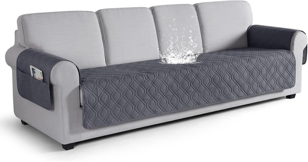 VANSOFY Couch Cover, Waterproof Sofa Covers Washable Slipcover Furniture Protector Couch Seat Covers Non-Slip Couch Cover for Dogs, Pets(Oversized Sofa, Dark Gray) (Oversized Sofa(Seat Width: 78.7"))
