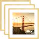 YESKAY 20x20 Picture Frame 3 Pack - Gold Poster Frame Display Pictures 16x16 with Mat or 20 x 20 Without Mat for Wall Hanging Horizontal and Vertical