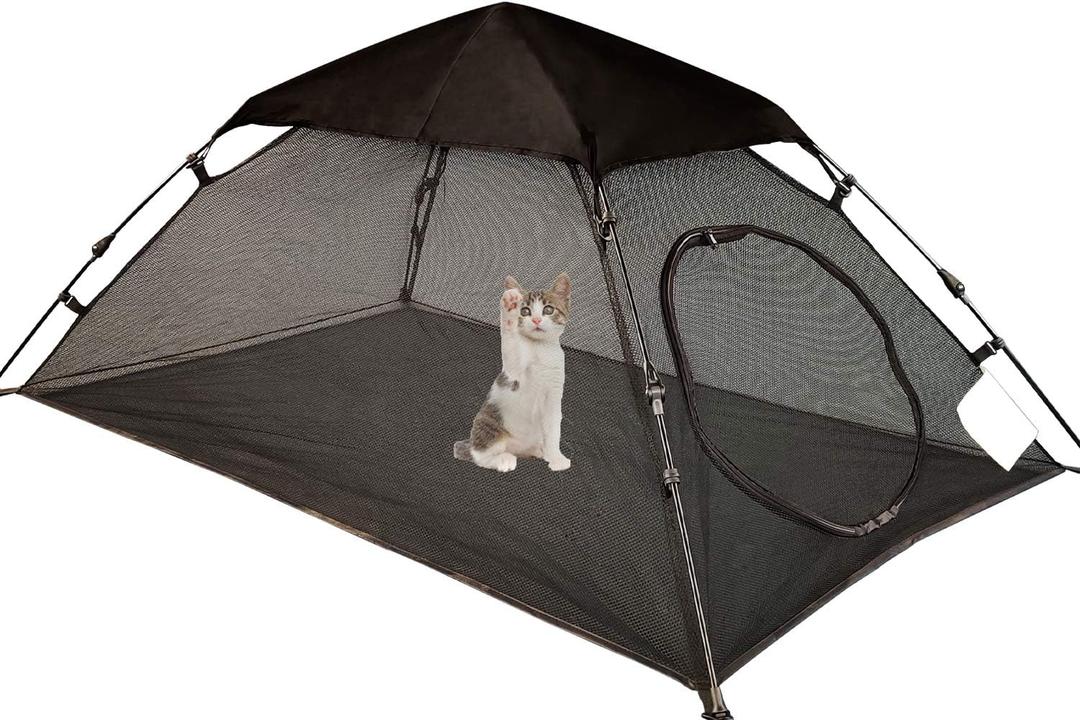 AICHIFAN Mini Cat Tent for Outside Playpen Pop Up Indoor Pet Cat Enclosures Portable Sunshade and Anti-UV Cat Playhouse for SUV Pickup Truck (Play Tents for Cats and Small Animals) - Outside Habitat, 55"L x 35"W x 30"H