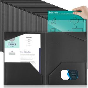 Henoyso 150 Pack Plastic Folders with Clear Front Pockets, Black