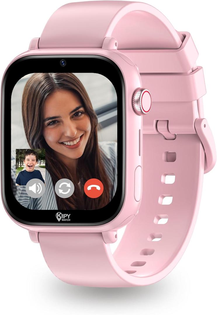 Kipywatch Smart Watch for Kids - Kids Watch with GPS Tracker & Safe Zones Alert  SMS, Voice & Video Call with School Mode  Parental App, Subscription Required - Gifts for Girls 3-12 - Pink