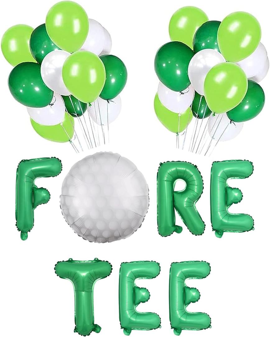 100% LIKED Fore Tee Balloon Banner - 40th Birthday Golf Theme Party Decor