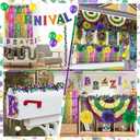 60 Pcs Brazil Carnival Party Decorations Mardi Gras Parade Golf Cart Decorations Burlap Bunting Flag Purple Green Gold Mardi Gras Tinsel Garland Golf Cart Stickers for Carnival Party Supplies Decor