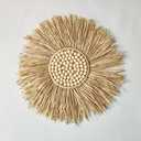 Boho Wall Mirror Decor - Raffia Straw Mirror Decor Round Handmade Wall Art for Children Room Decor Living Rooms Bedrooms Display Table Settings Home Kitchen 18in (Mirror)