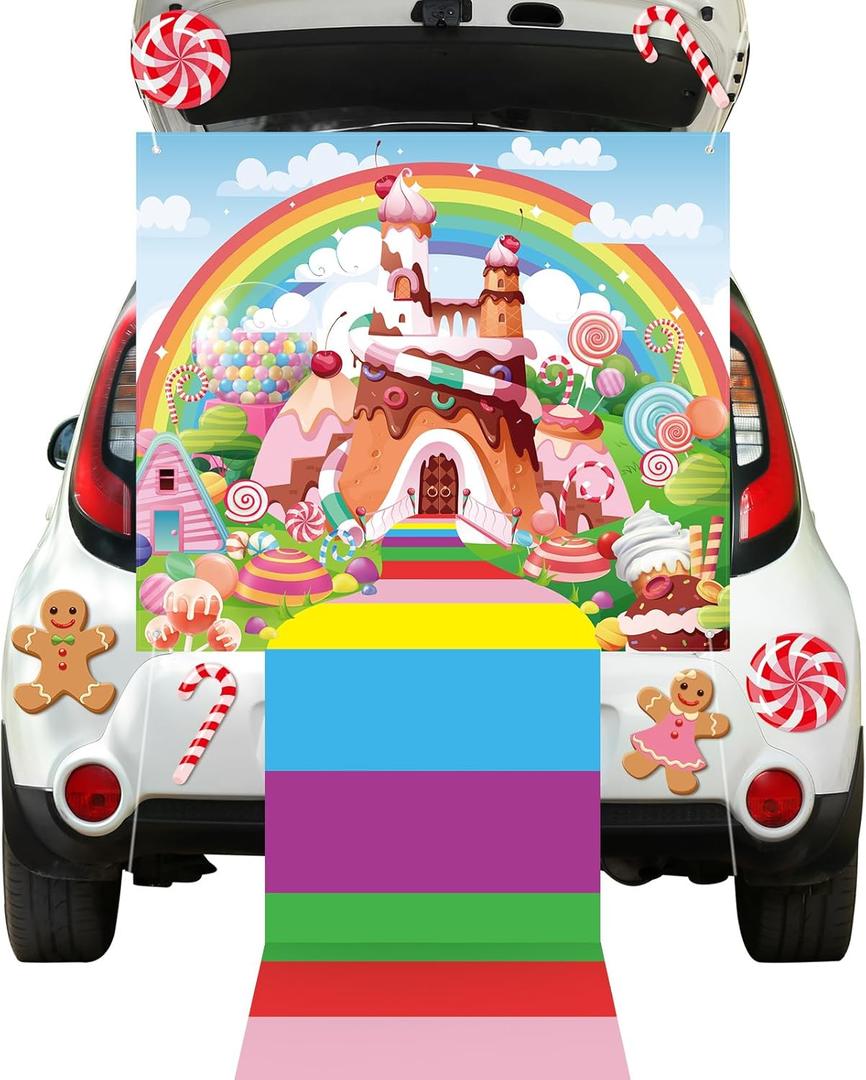 39 Pcs Halloween Trunk or Treat Car Decorations Kits Car Archway Garage Decoration Backdrop Colorful Themed Party Decor for Halloween Birthday Outdoor