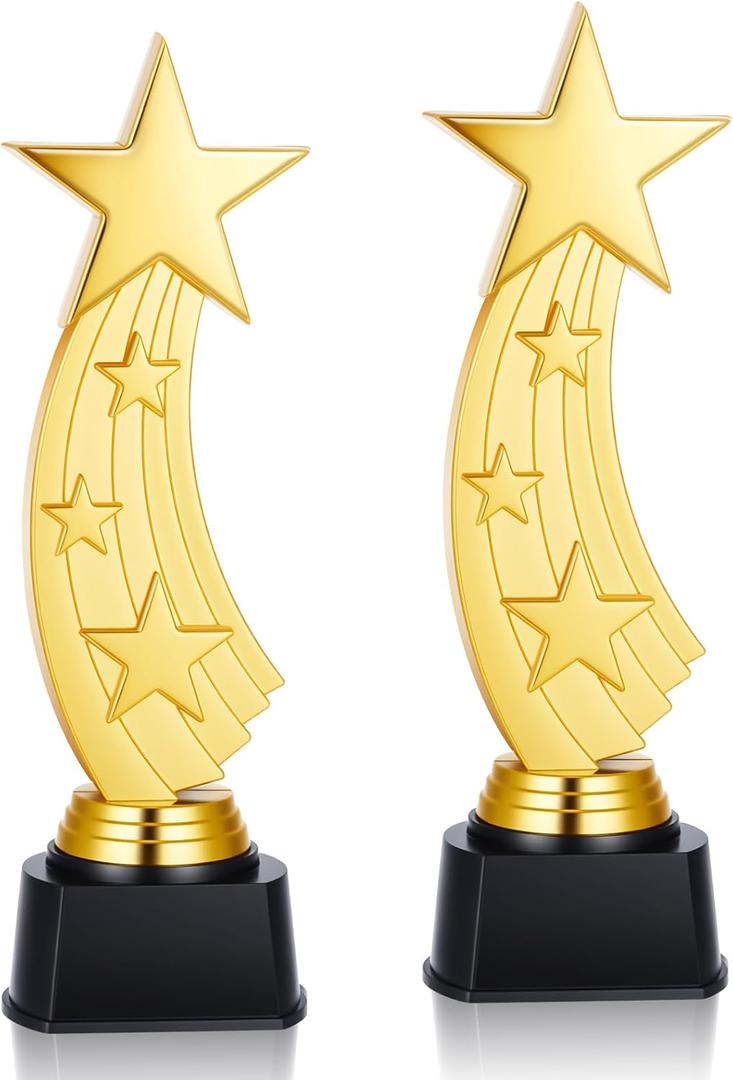 Quelay 9.5 Inch Trophy Awards Gold Plastic Trophies Bulk for Employee Recognition, School Prize, Motivational Gift, Celebrating Outstanding Achievement, Competition