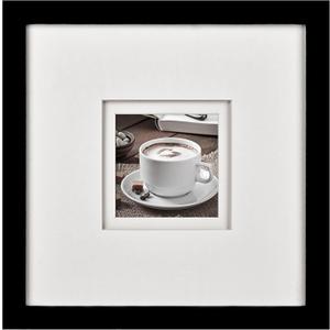 Yaetm 10x10 Square Picture Frame Matted to 4x4, Double Floating Ivory Mats, Black Photo Frame with Polished Tempered Glass for Wall Gallery, Home and Office, Wall Mounting, Single, Black