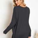 ZANZEA Women's Off The Shoulder Batwing Tops Casual Loose Oversized Tshirts Long Sleeve Fall Pullover Sweater Tops (Black, XXL)