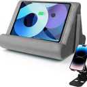 Multi-Angle Tablet Stand with Soft Pad and Net Pocket - Universal Lazy Holder for Lap, Knee, Sofa and Bed(Grey)
