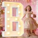 Pooqla 3FT Marquee Light Up LED Letters, Big Mosaic B Sign 3 Feet Tall, Giant for Balloons Birthday Anniversary Wedding Party Decoration, Warm White