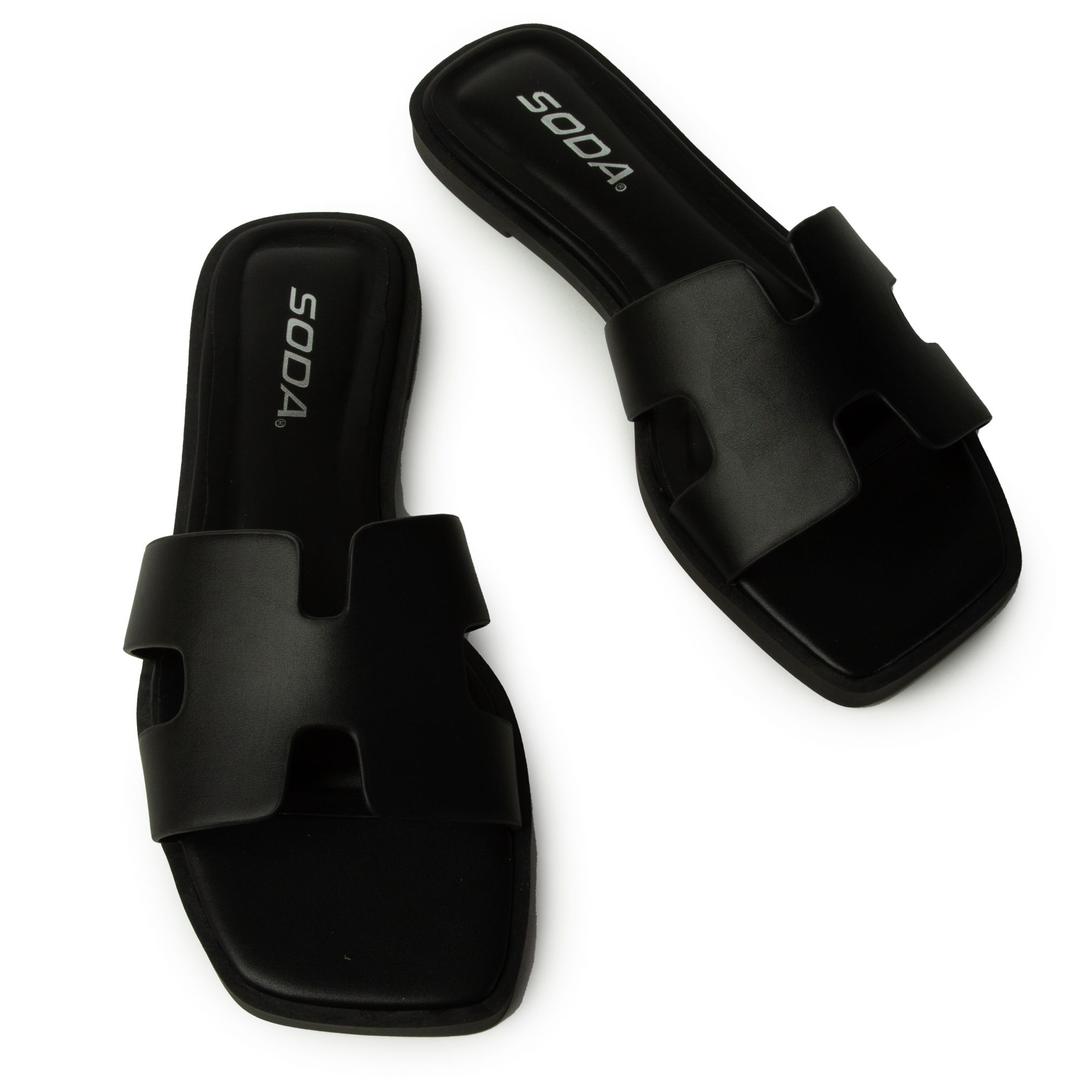 Soda Knit Flat Sandal Black, Size 10