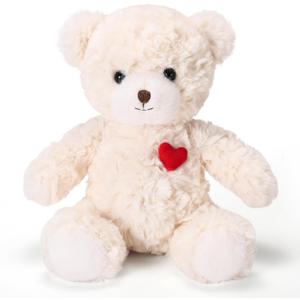 Red Heart Teddy Bear Stuffed Animals,Soft Cute Teddy Bear Plushies Toy - Valentine's Day, Christmas for Kids Girlfriend (White)